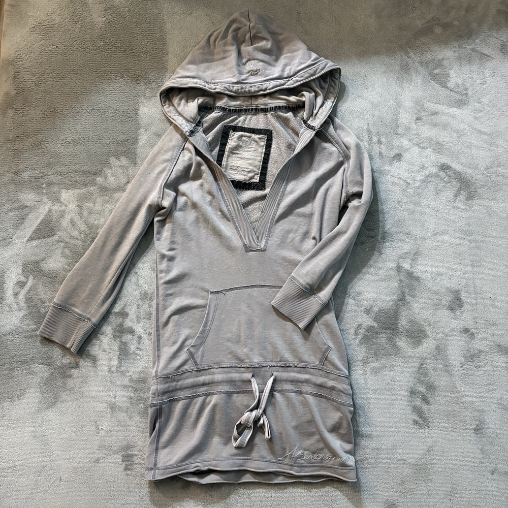 Rare Vintage Y2K Abercrombie & Fitch Gray Hoodie With‎ Tie Waist Women's Medium